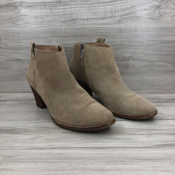 Madewell Booties Women's 9 The Billie Boot Tan Suede Zip Ankle Boot - Picture 4 of 10